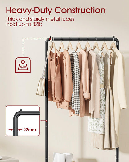Sakugi Movable Clothes Rail with Shoe Shelf, 72x43x149cm, Black