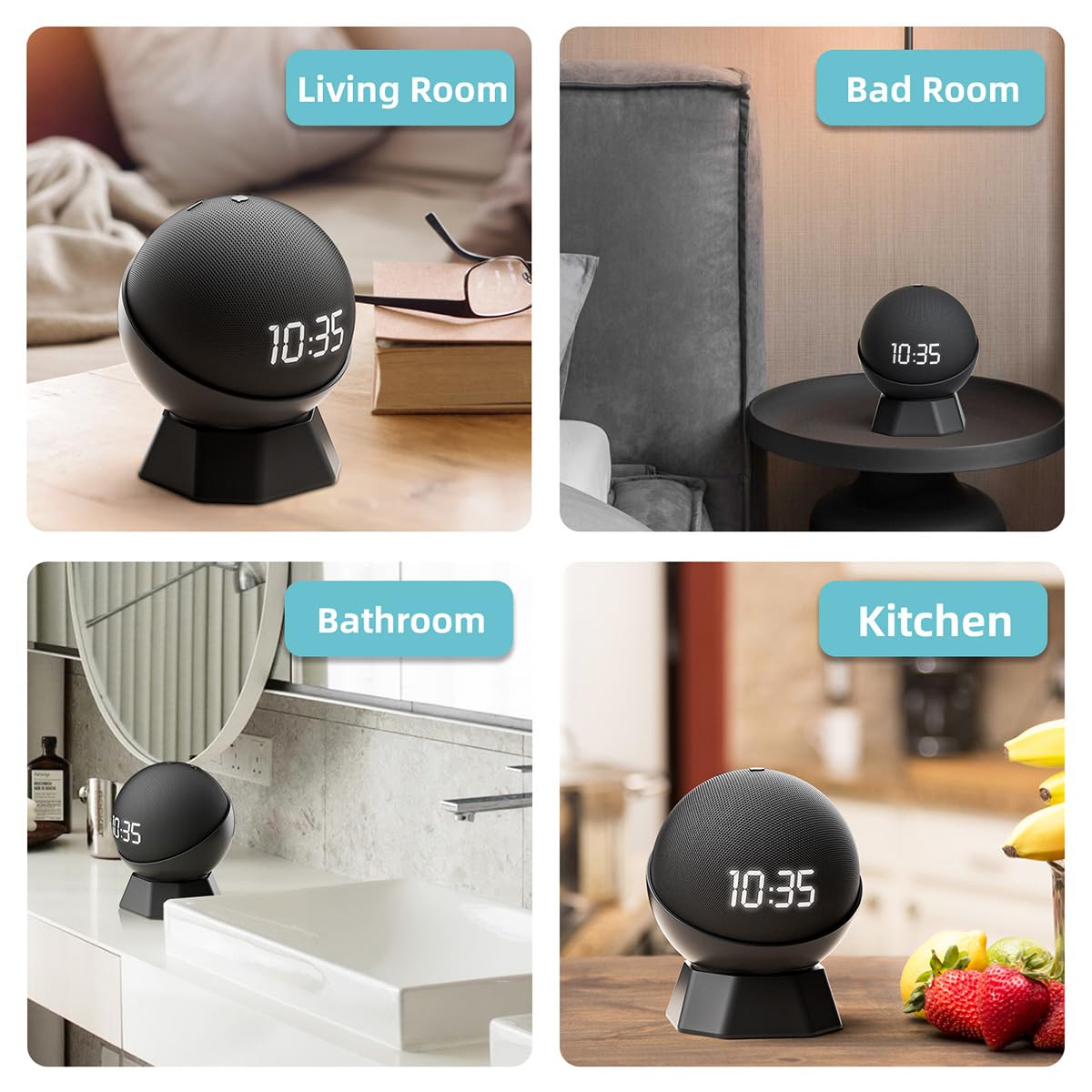 Tiardey Desk Stand, Tabletop Liquid Silicone Mount for Echo Dot (4th and 5th Gen), Perfect for Home Office or Living Room (Black)