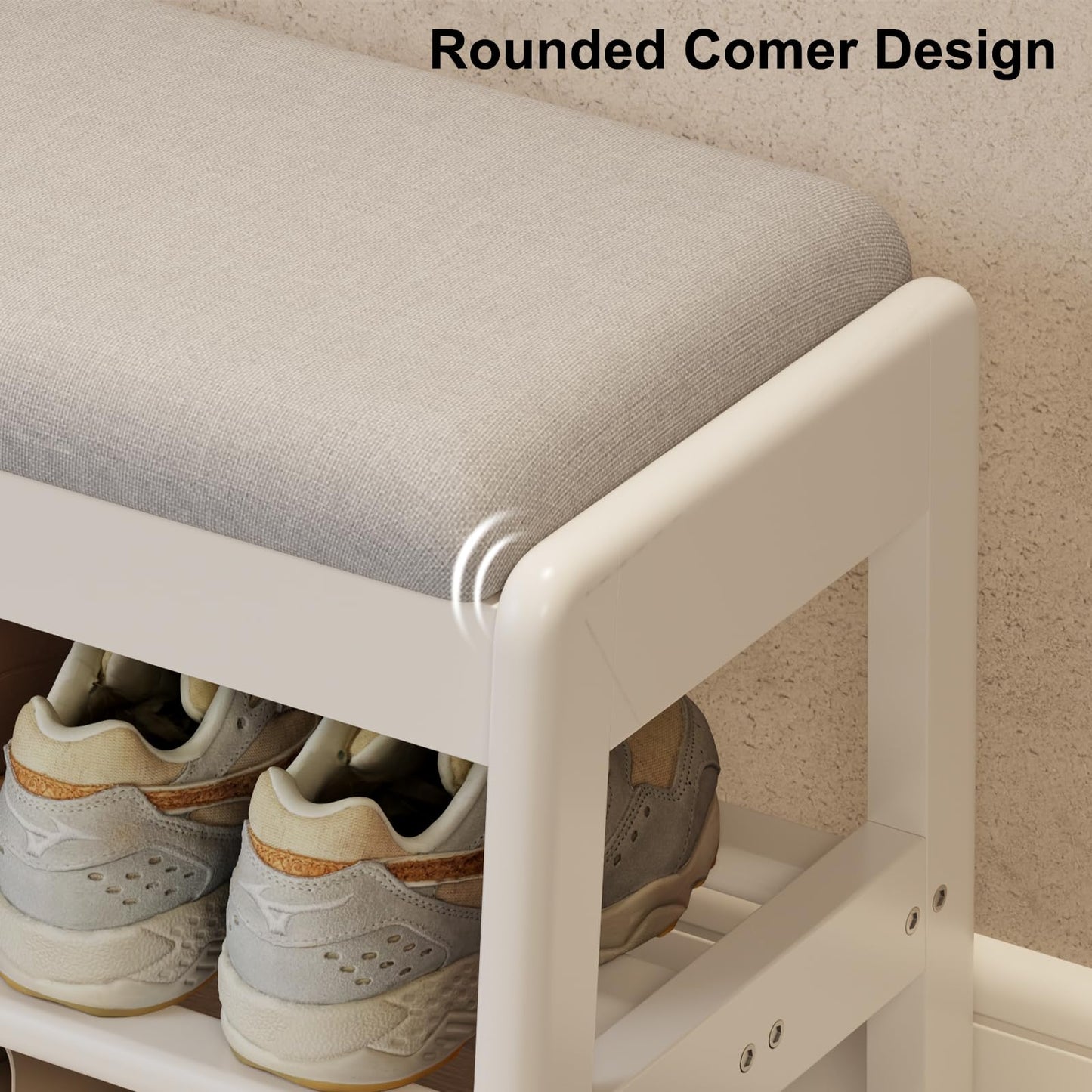 AQIMUELE Small Shoe Bench with Cushion, Shoe Bench Storage with Seat, Wooden Shoe Rack 2-Tier, Hidden Flip-Top Seat, for Hallway, Entryway