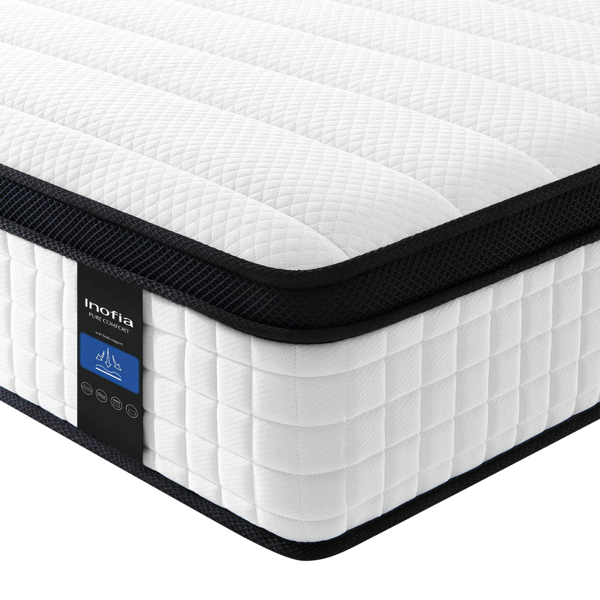 Inofia Small Double Mattress, 12 Inch Hybrid Mattress with Medium Firm Feel