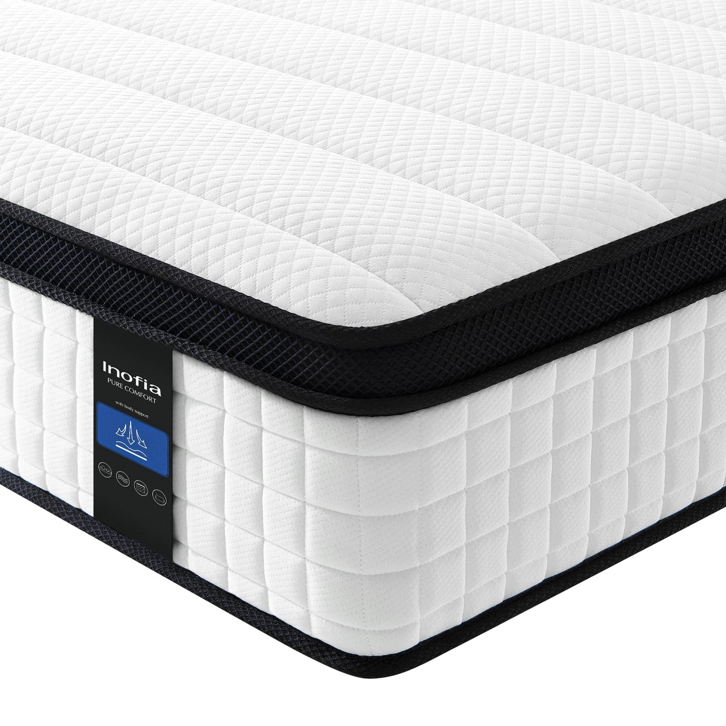 Inofia Single Mattress, 12 Inch Hybrid Mattress with Aeroshield Memory Foam and NexusArc Pocket Sprung,Cozy and Breathable Fabric,The Elegant Plus