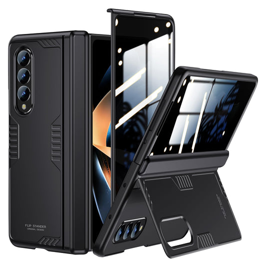 For Galaxy z-Fold-4 Stand Slim Case: [Privacy Screen Protector] [Hidden Kickstand] [Wireless charging] [Hinge Protection] Thin Lightweight Design