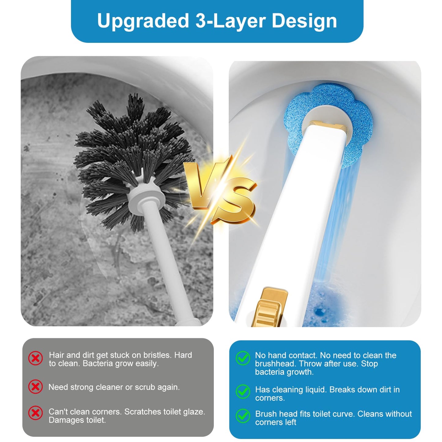 Disposable Toilet Brush with 36 Refills, Ocean/Lavender/Lemon Scent