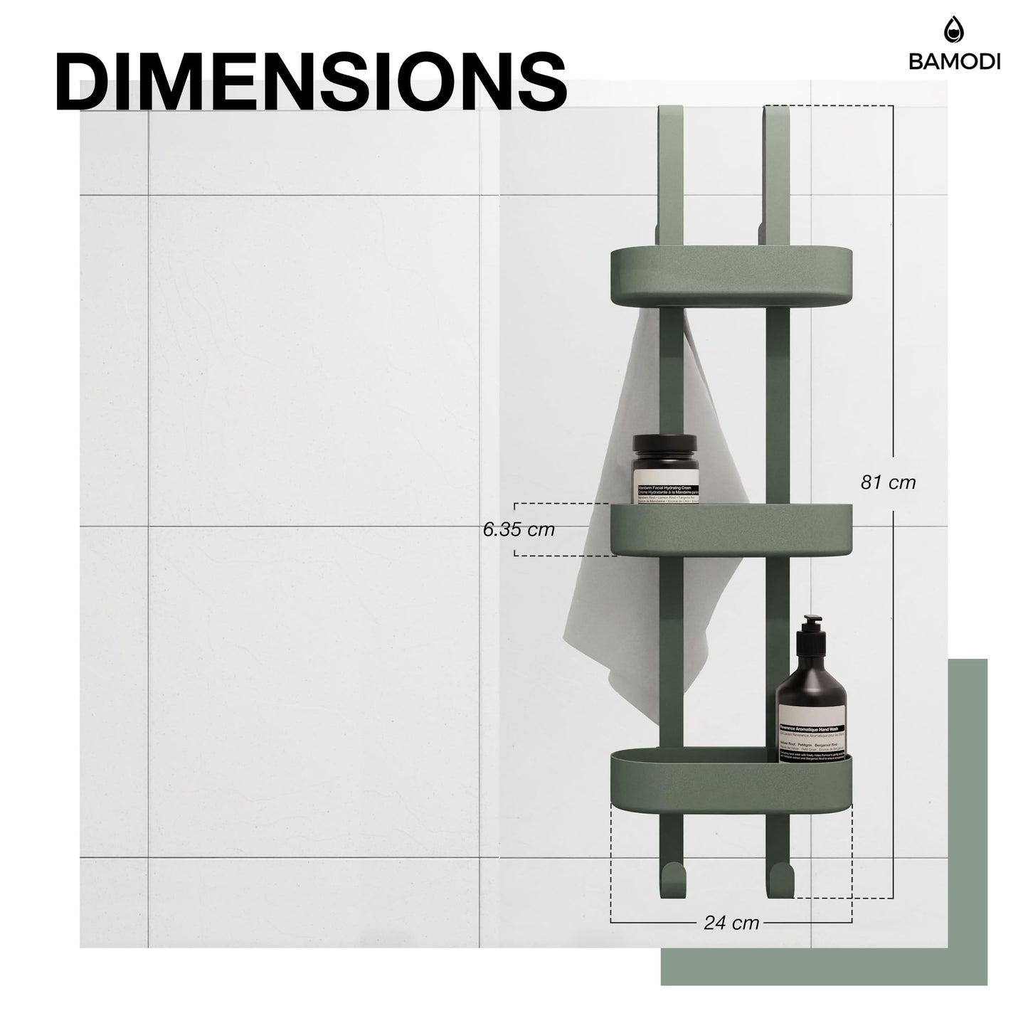 Bamodi Shower Caddy, 3 Tier Plastic Organizer, Height Adjustable Baskets, Scratch Free, Easy to Hang, No Rust, Plenty of Storage Space for Shower