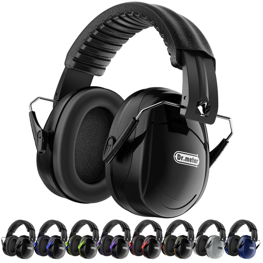 Dr.meter Hearing Protection Ear Muffs, 31dB Noise Reduction Safety Earmuffs with Adjustable Headband for Adults Kids Autism Sensory, Ear Muff for Yard