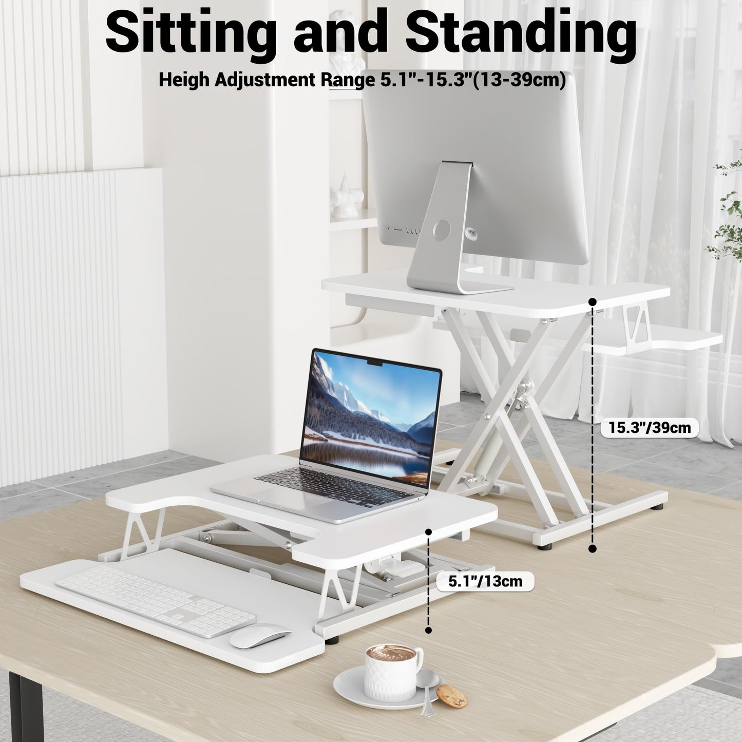 ERGOMAKER Standing Desk Converter, 22"/55cm, White