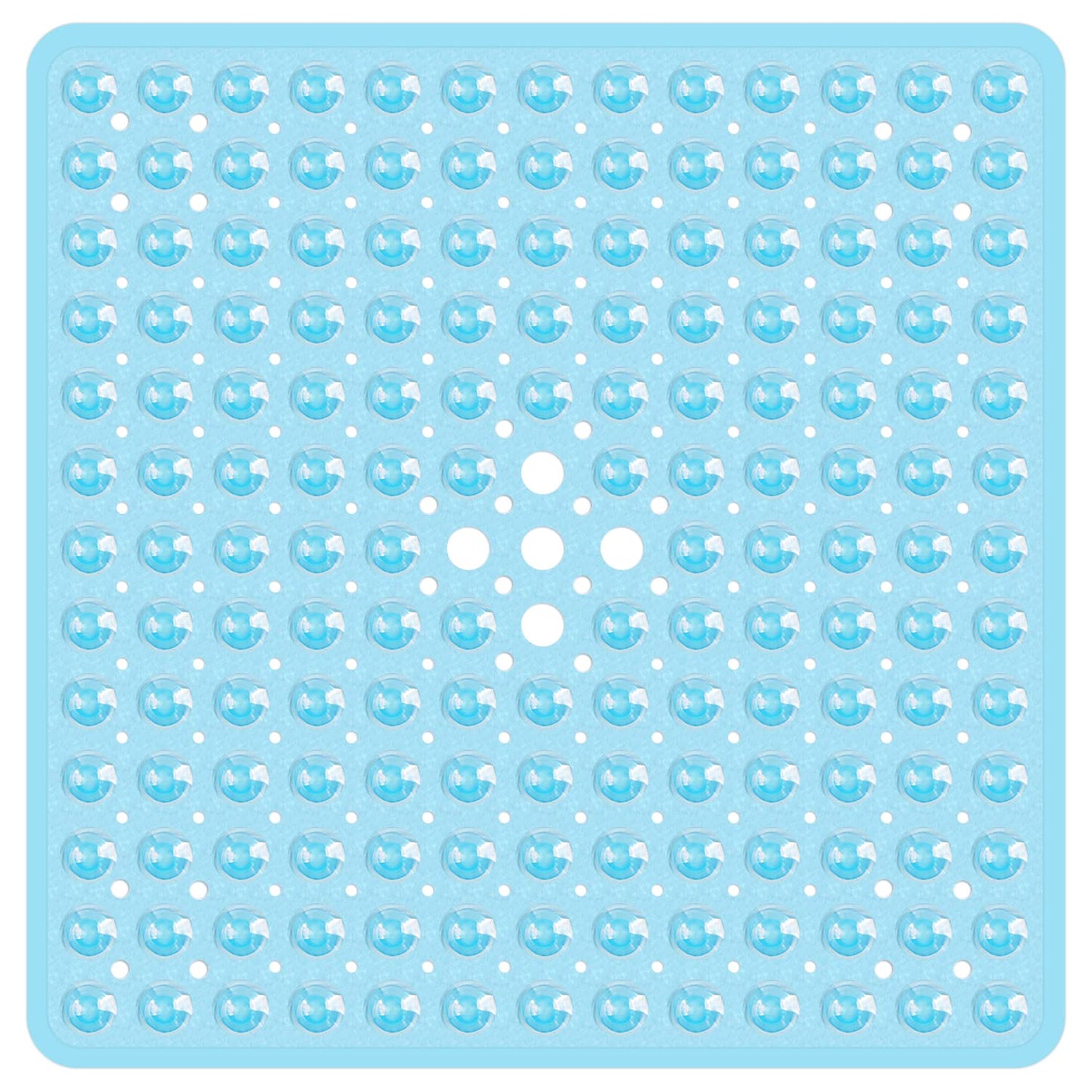 xeepp Square Shower Mat with Suction Cups, 53 x 53cm, Clear Non Slip, Anti Mould Bath Mat with Drain Holes for Shower and Tub, Machine Washable