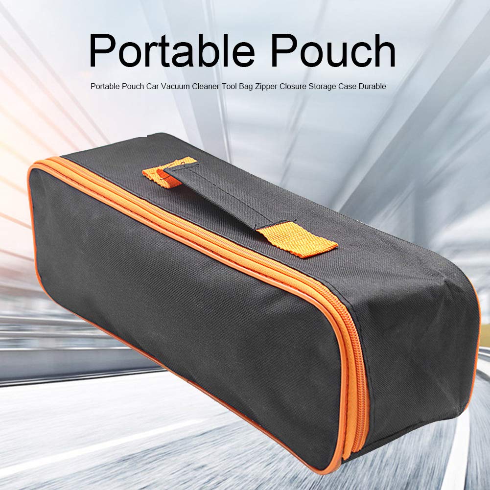 Fiacvrs Pouch Car Vacuum Cleaner Tool Bag Portable Zipper Closure Storage Case Durable (black)