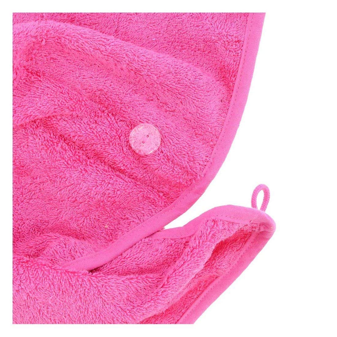 Aztex Luxury Hair Turban Towel - Head Wrap With Loop and Button Fastener, Absorbent and Lightweight Cotton, Multiple Colours, 64 x 23cm - Pink