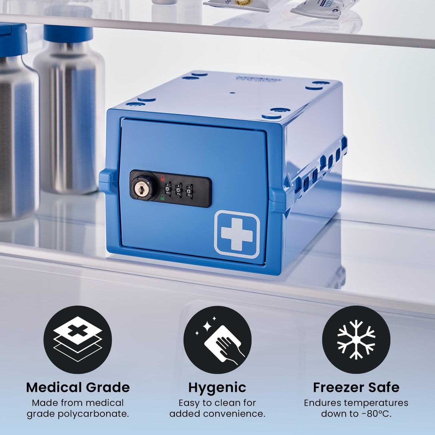 Lockabox Mini Plus™ | Medicine Storage Box | Lockable Box with Combination Lock & Access Key (3L) | Mini Medical Lock Box Storage for Tablets