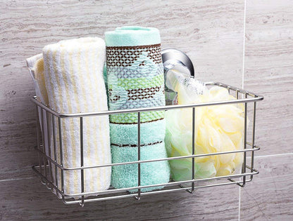 SANNO Suction Cup Shower Caddy Basket for Shampoo Combo Organizer Basket Stainless Steel Holder for Bathroom Storagepack of 2