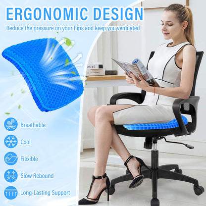 Audasi Gel Seat Cushion, Honeycomb Thick Gel Seat Pad for Bottoms Soft Sitter Cushion Relieving Back Coccyx Pressure Seat Cushions for Car Office