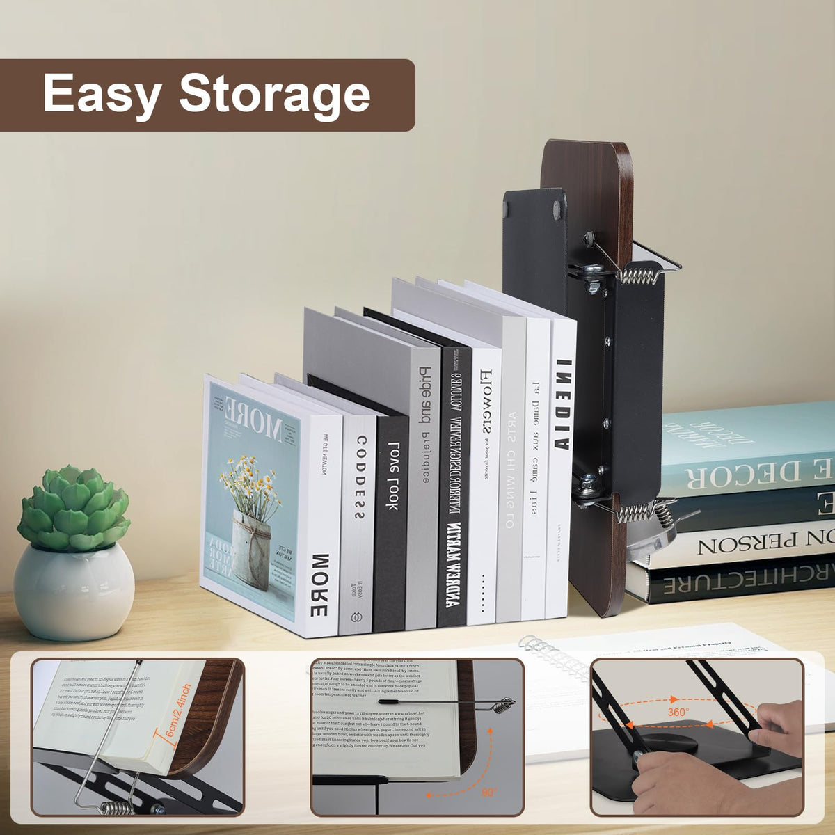 Foyucool Wooden Book Holder - Premium 10mm Wood