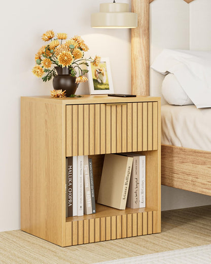 Apetaccat Bedside Table,50x38x60cm, Farmhouse Wooden Bedside Cabinet with Drawer,Kids Bedside Table Nightstand for Bedroom,Living Room,Office,Oak