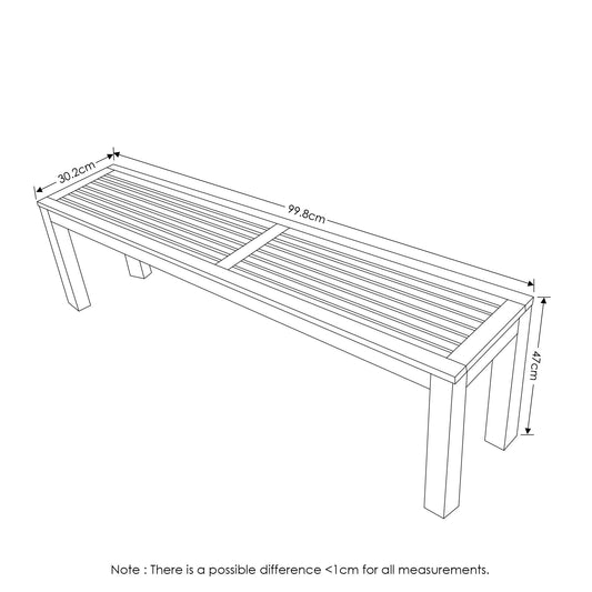 Furinno Hardwood Promo Backless Bench in Teak Oil, Wood, Natural, 99.82 (W) x 46.99 (H) x 30.23 (D) cm