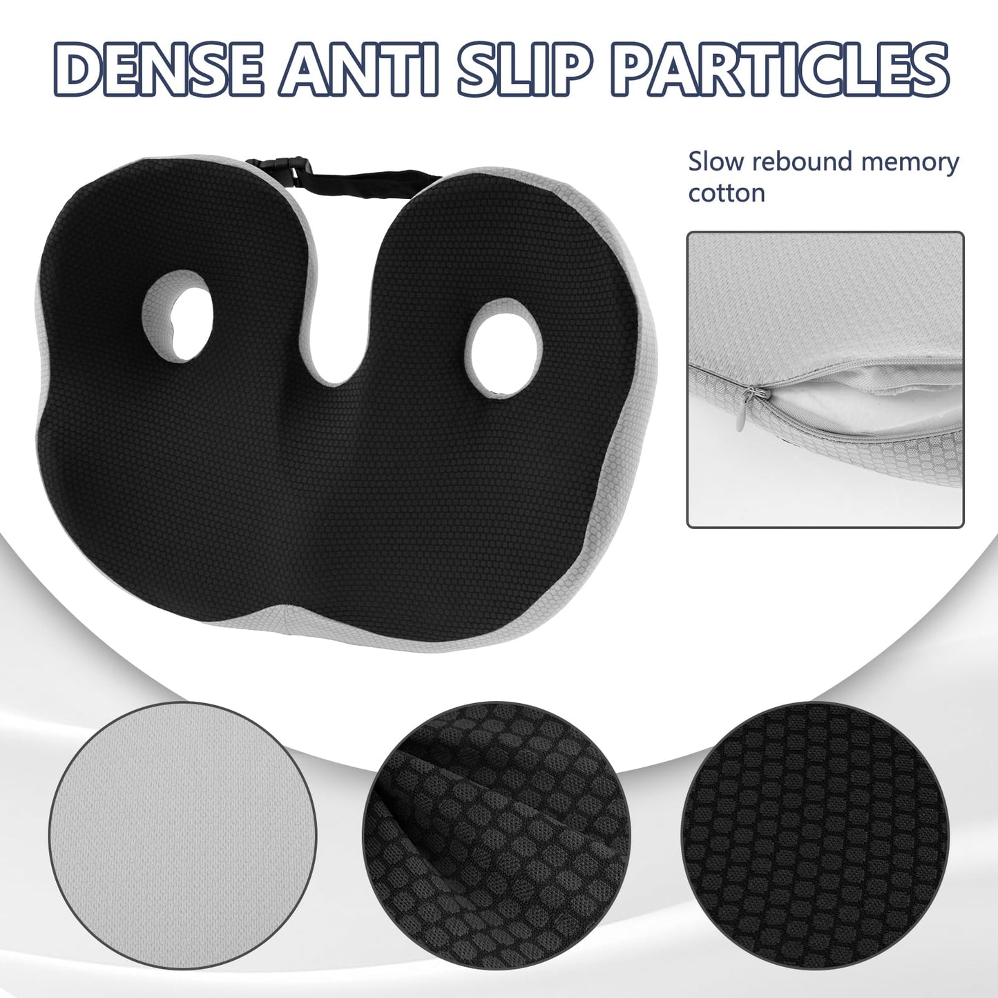 Coccyx Cushion for Tailbone Pain, Adjustable Memory Foam Non-Slip Seat Pads, Ergonomic Seat Cushion, Coccyx Pain Relief Cushion for Office Chair