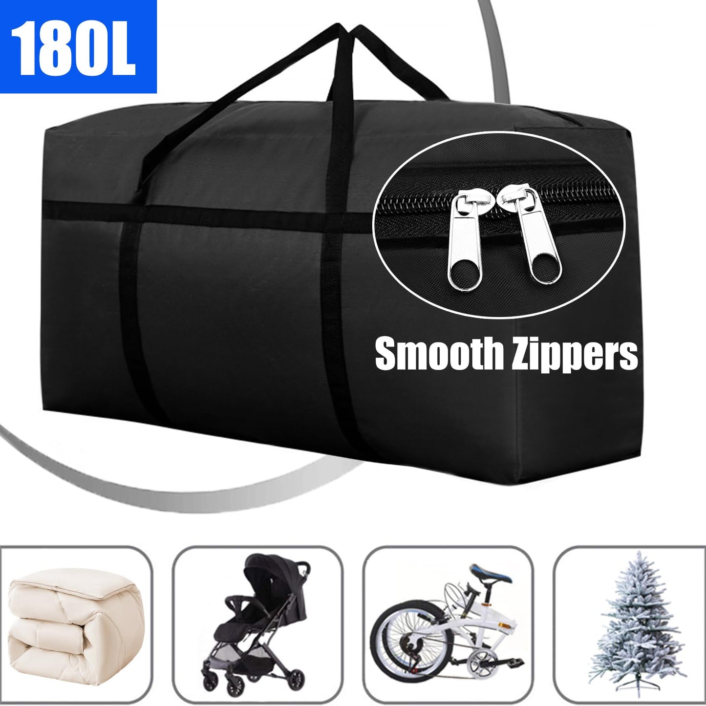 KXF 2 Packs 180L Extra Large Storage Bag Waterproof Heavy Duty Moving Bag Sturdy Space Saver Saving Organiser Underbed Storage Organizer Large