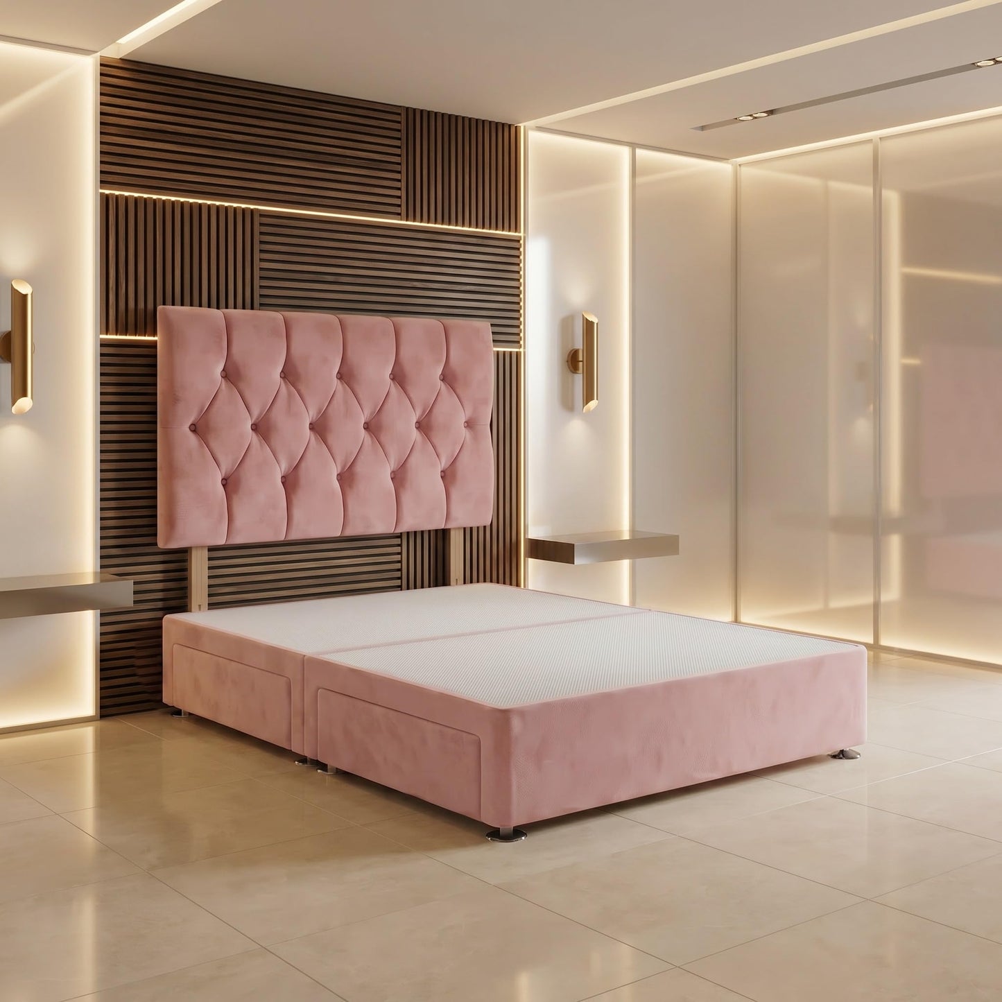 Bed Centre Ziggy Plush Small Single Divan Base 30" Headboard, Pink, 0 Draw