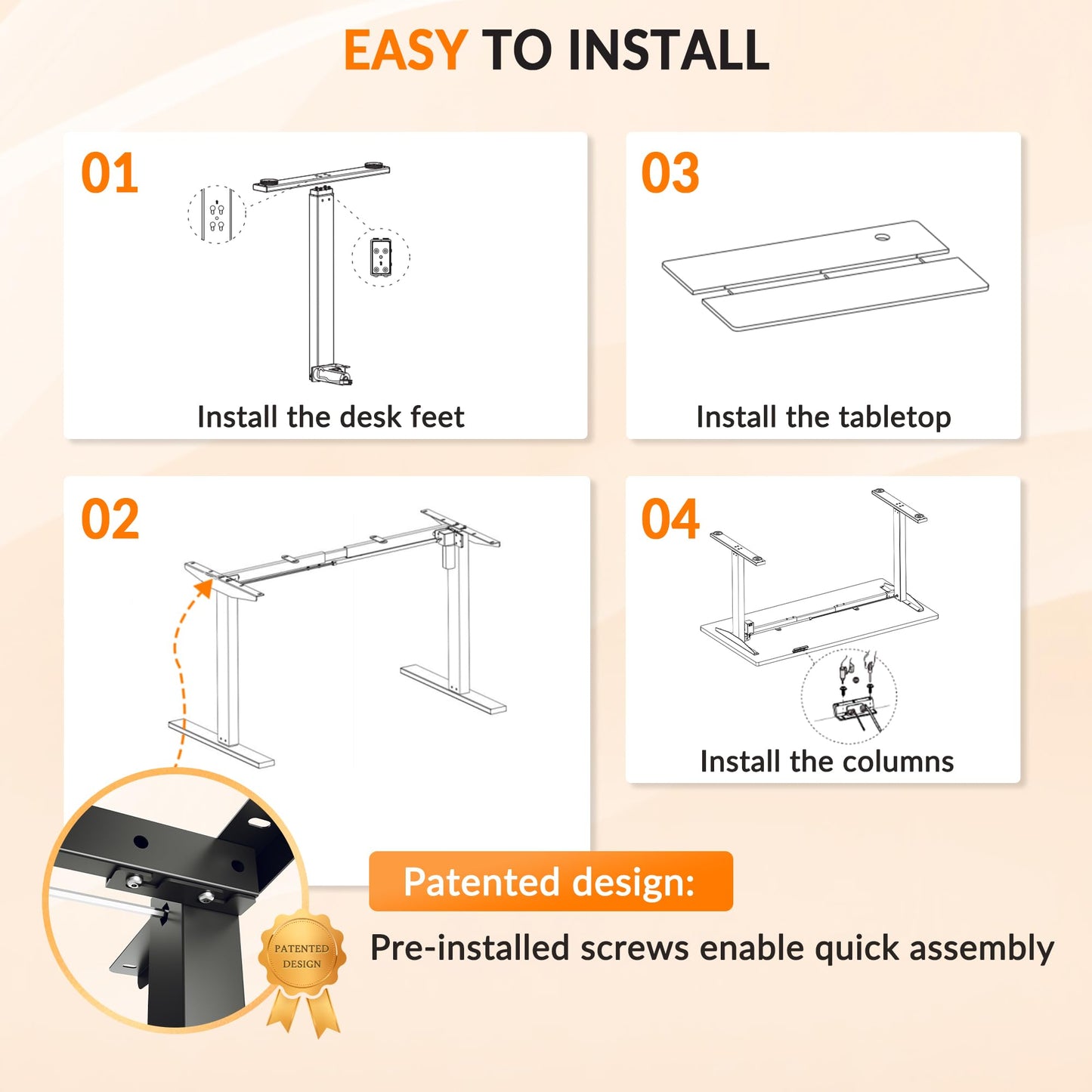 ELEGANT Electric Standing Desk 120x60cm, Height Adjustable Sit Stand Desk