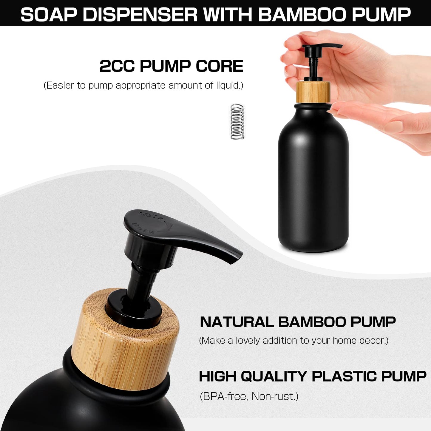 GMISUN Dish Soap Dispenser, Black Kitchen Soap Dispenser Set with Tray