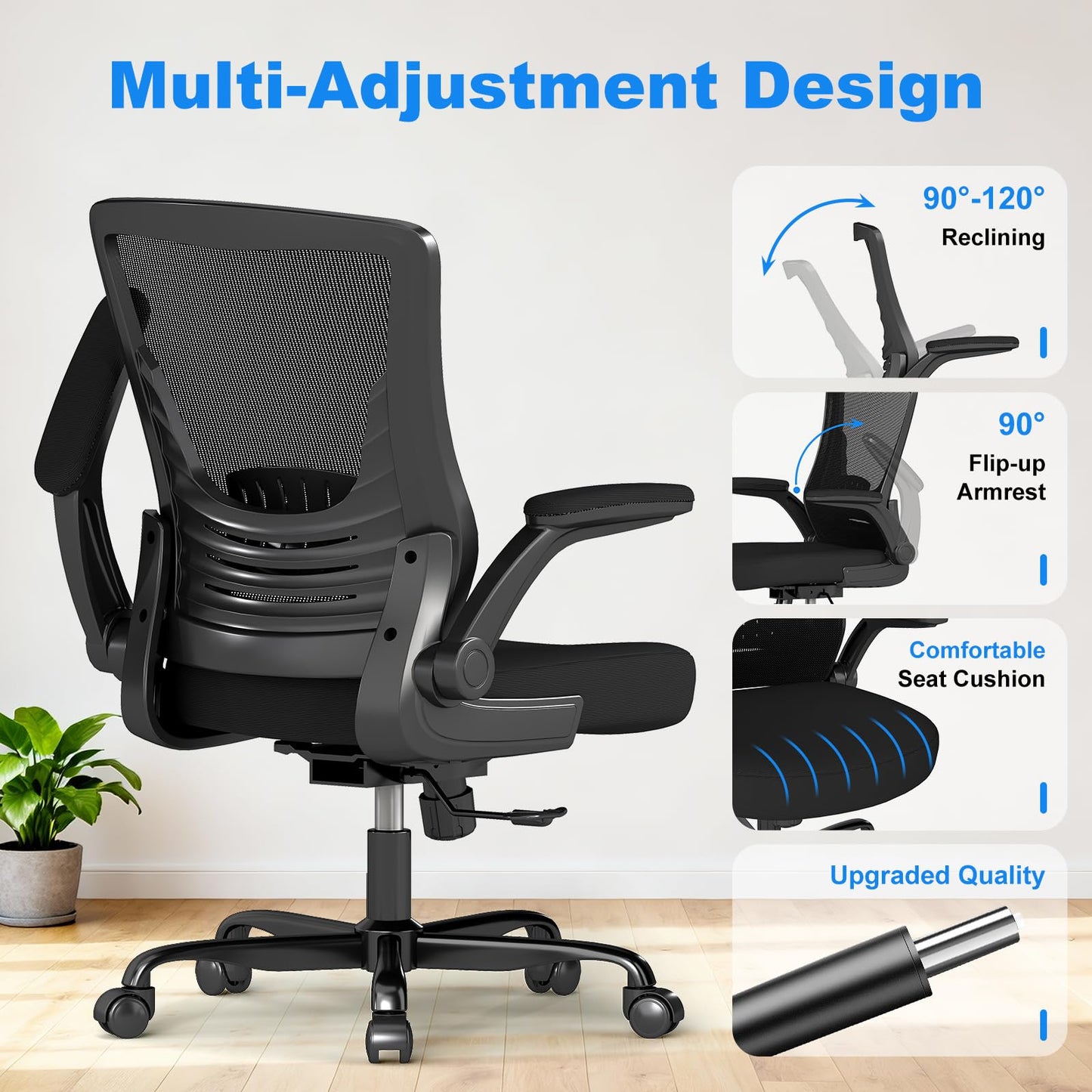 AnyGod Office Chair, Ergonomic Mesh Home Desk Chair with Flip-up Armrests