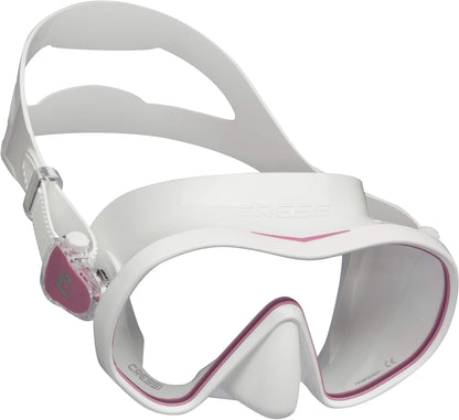 CRESSI F-Dual + Supernova Dry Combo - Unisex Diving Mask F-Dual rimless and Dry Snorkel for Snorkelling and Scuba Diving, Colour White Pink/Clear
