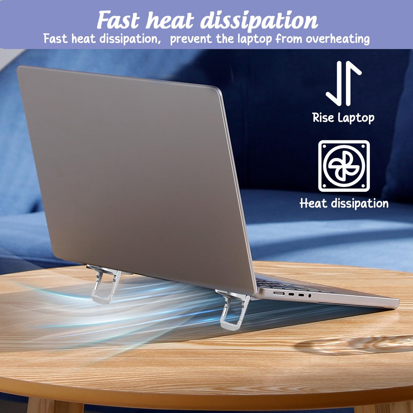 2PCS Mini Portable Laptop Stand, Reversible Keyboard Lifting Legs, Zinc Alloy Keyboard Stand with 2 Adjustable Angles,Laptop Stand for MacBook, Dell