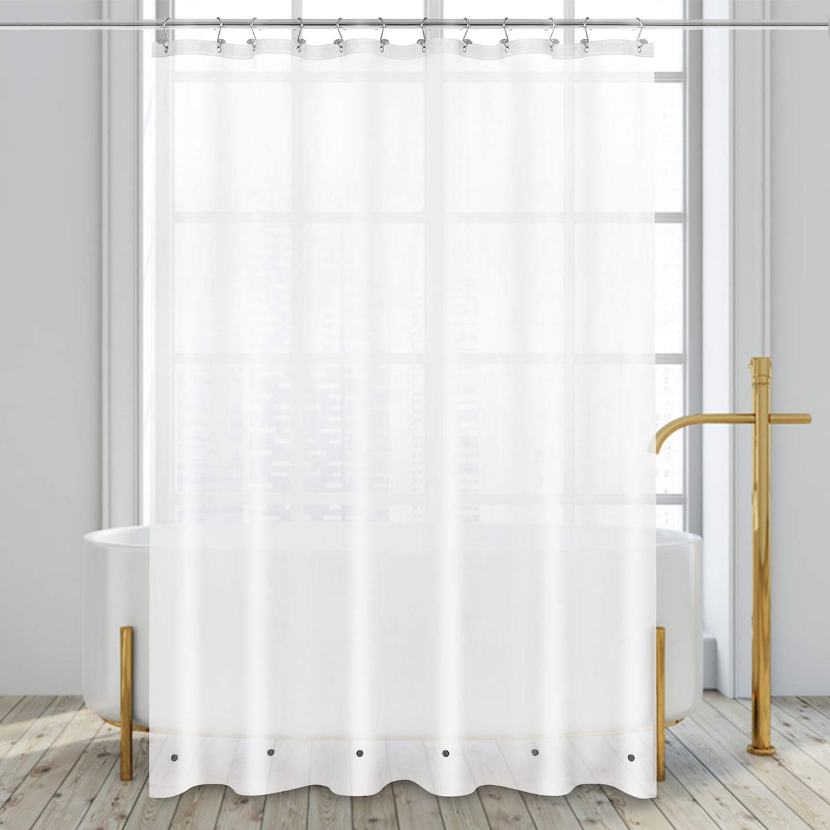 Barossa Design Inner Shower Curtain with 6 Magnets, Waterproof Inner PEVA Shower Curtain for Bathtub, 72 x 72 Inch, Standard Size