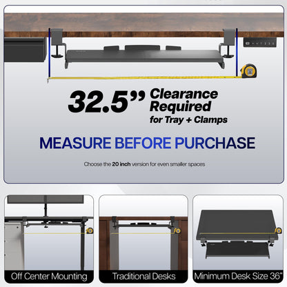VIVO Large Keyboard Tray Under Desk Pull Out with Extra Sturdy C Clamp Mount System, 69 (84 Including Clamps) x 28 cm Slide-Out Platform Computer