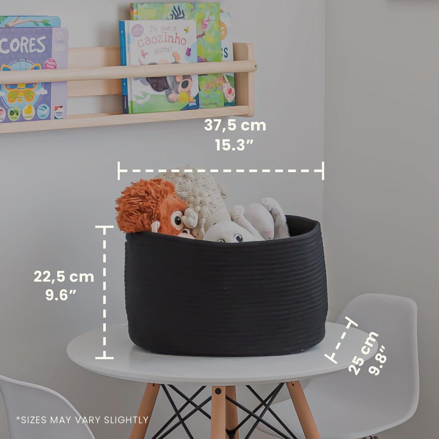 OrganiHaus Pack of 3 Black Bathroom Storage Baskets, Woven Basket for Storage, Toilet Roll Basket, Cotton Rope Basket for Towel Storage