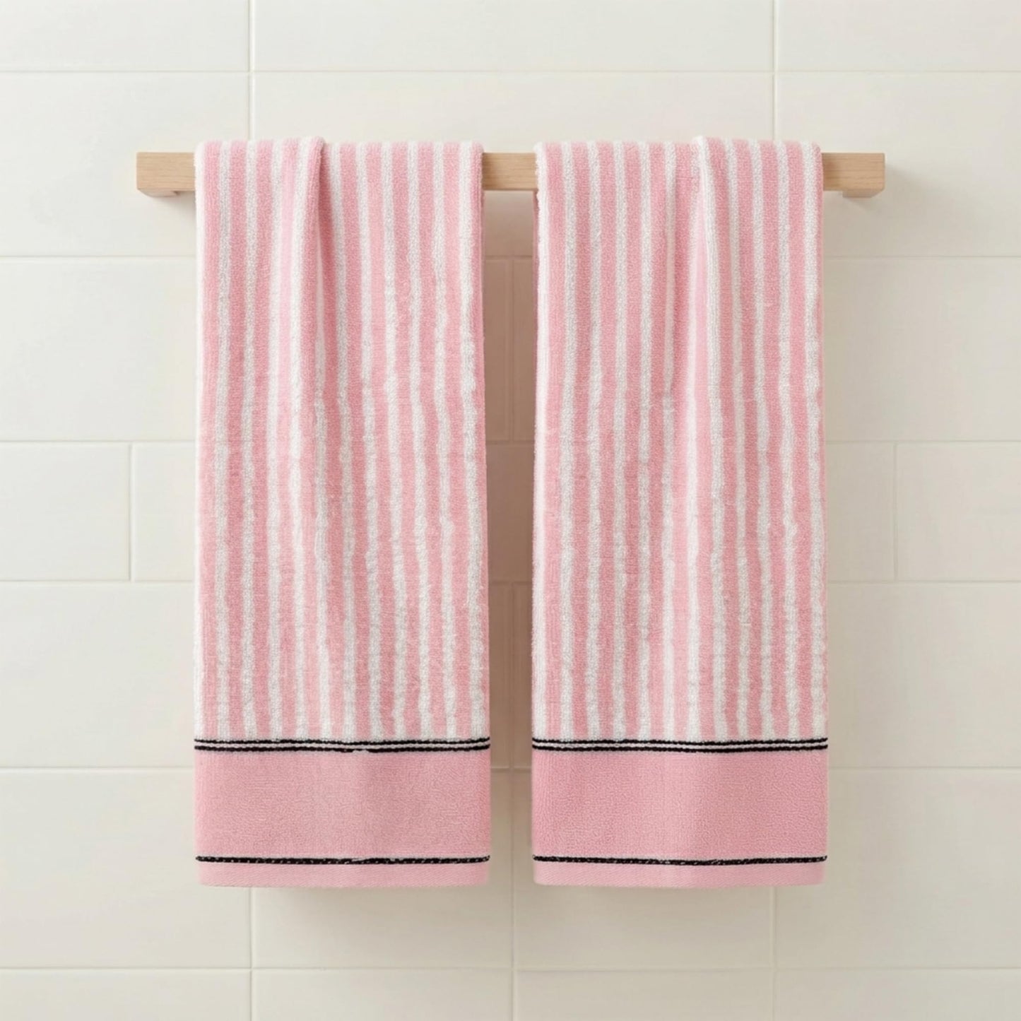 HMETOL Striped Cotton Soft Absorbent Decorative Bathroom Hand Towels