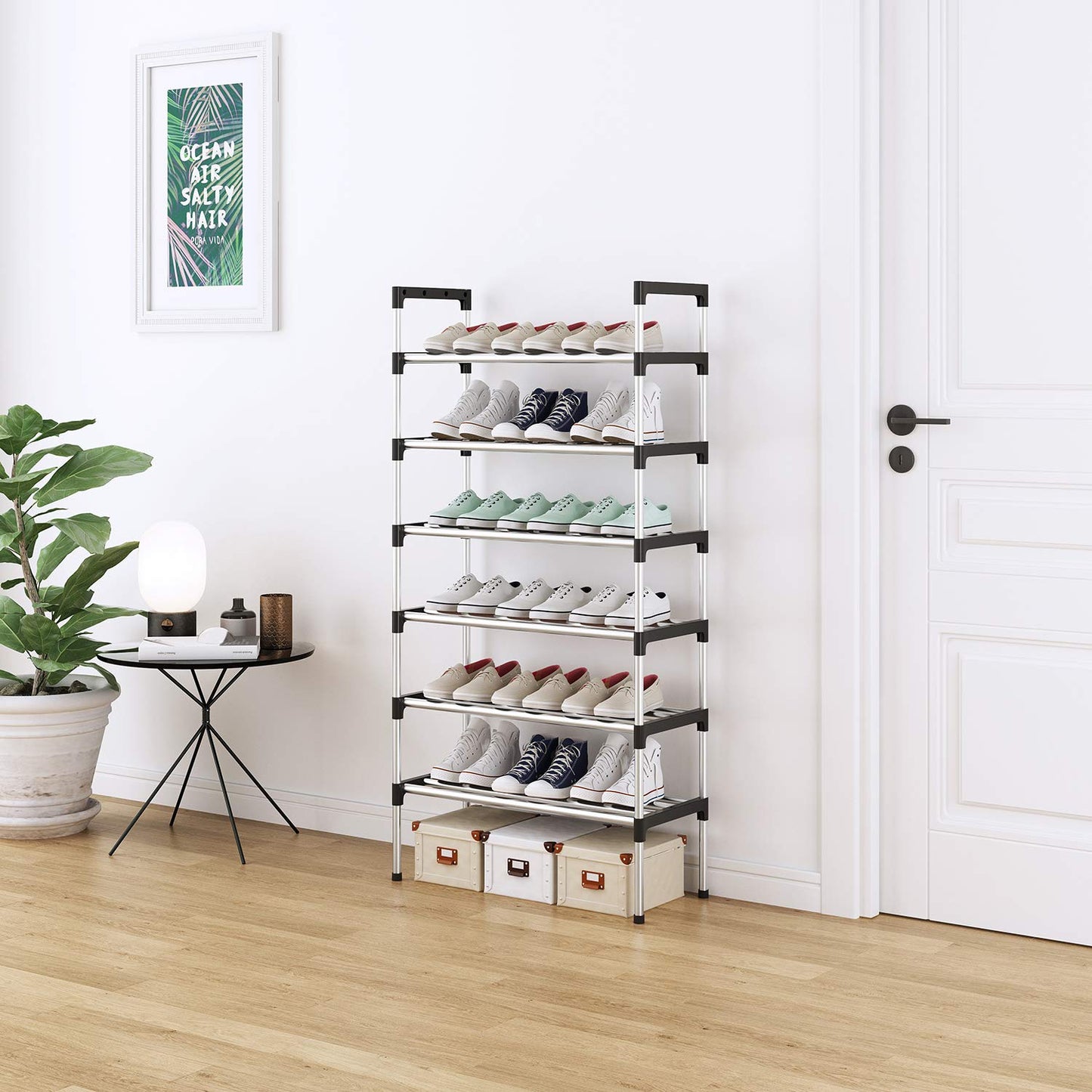 AcornFort® S-5 6 Tiers 18 Pairs Small Shoe Storage Rack Organiser Shelf Hold Stand (Silver)