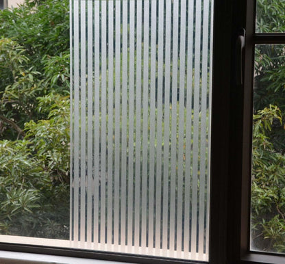 VSUDO Privacy Window Film, Frosted Stripe Pattern Window Tint for Home, Static Cling Window Glass Stickers (90x400 cm)