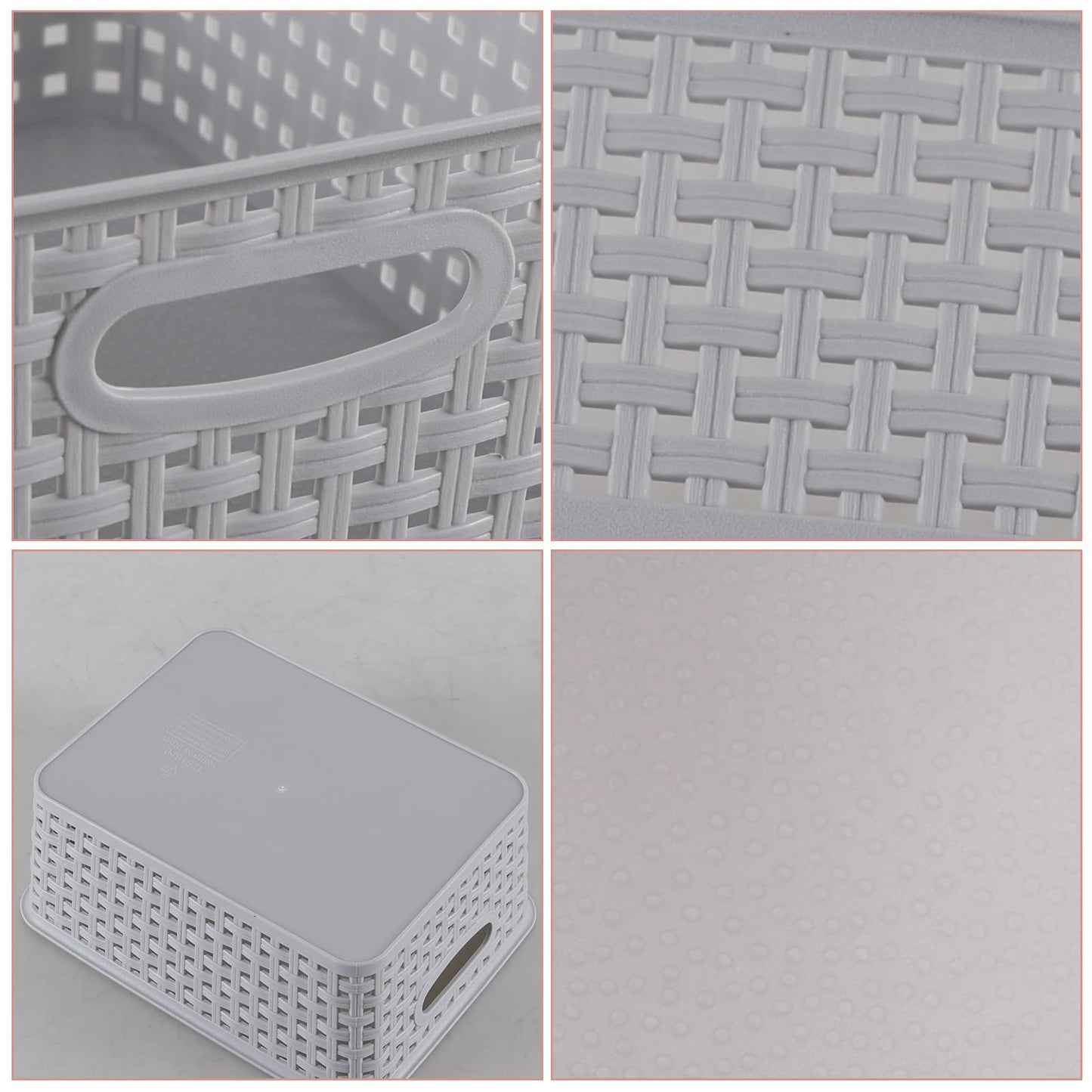 Jnktka 6 Pack Woven Storage Basket, Small Plastic Baskets for Shelves, Grey