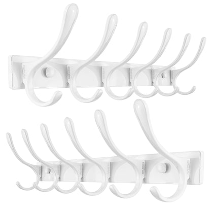 SKOLOO Coat Rack Wall Mounted - 6 Hooks, Pack of 2, Heavy Duty, Stainless Steel, Metal Wall Coat Hanger, Sturdy Wall Hooks for Hanging Coat, Jacket