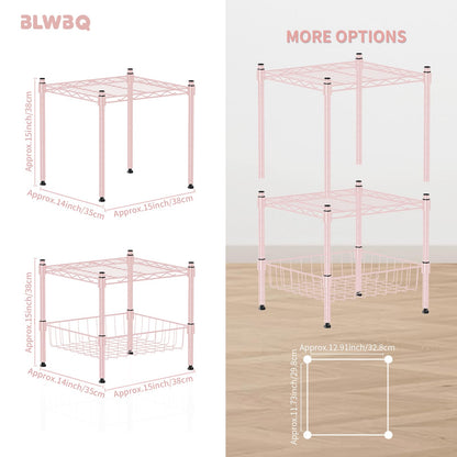 BLWBQ Heavy Duty Stackable Metal Storage Shelves Space Saver Organizer Racks 35x38x38cm for Living Room Kitchen Cabinets Pantry Bathroom Office