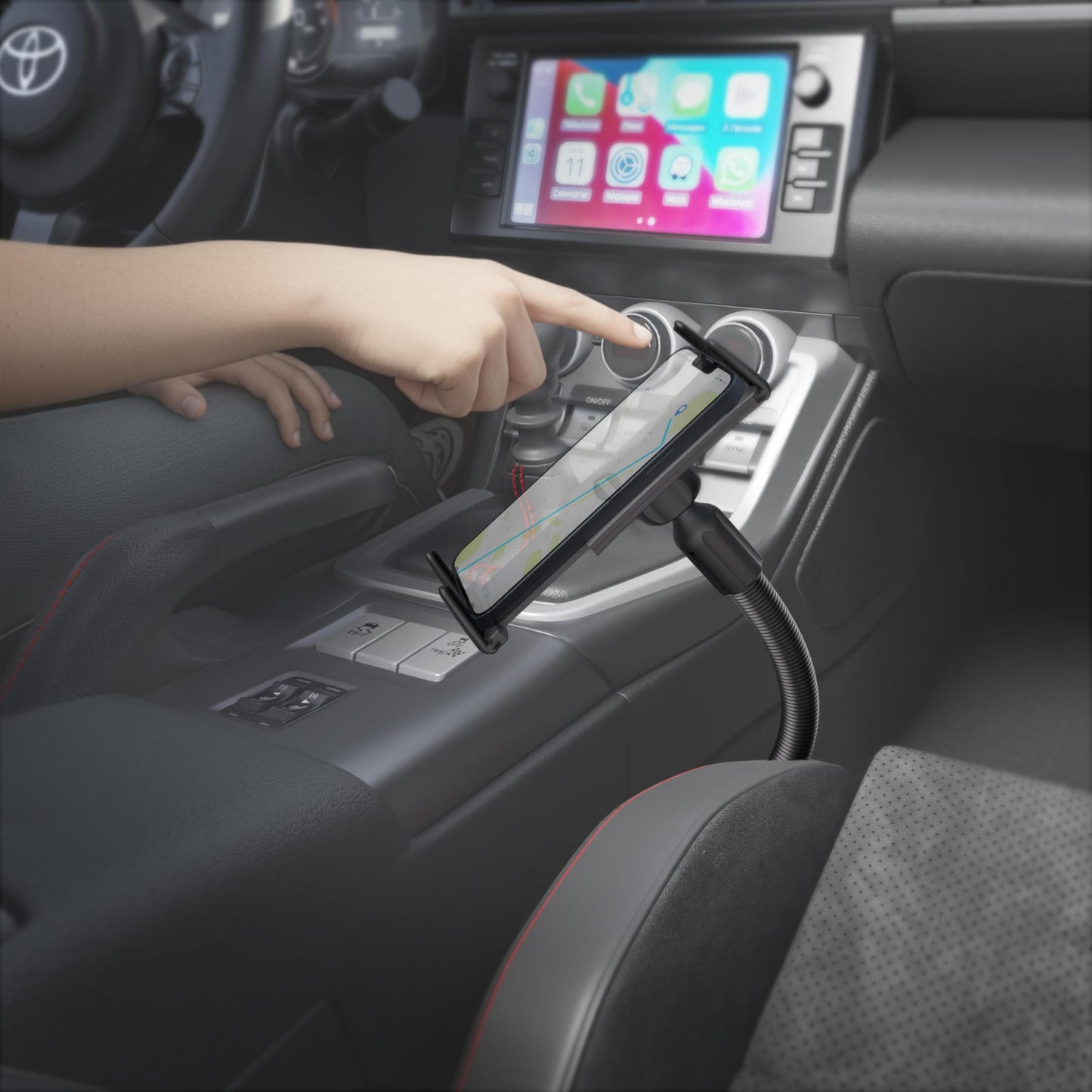ARKON Car Seat Rail or Floor Mount Holder for iPad Mini or iPhone Xs Max XS XR X Retail Black, IPM688
