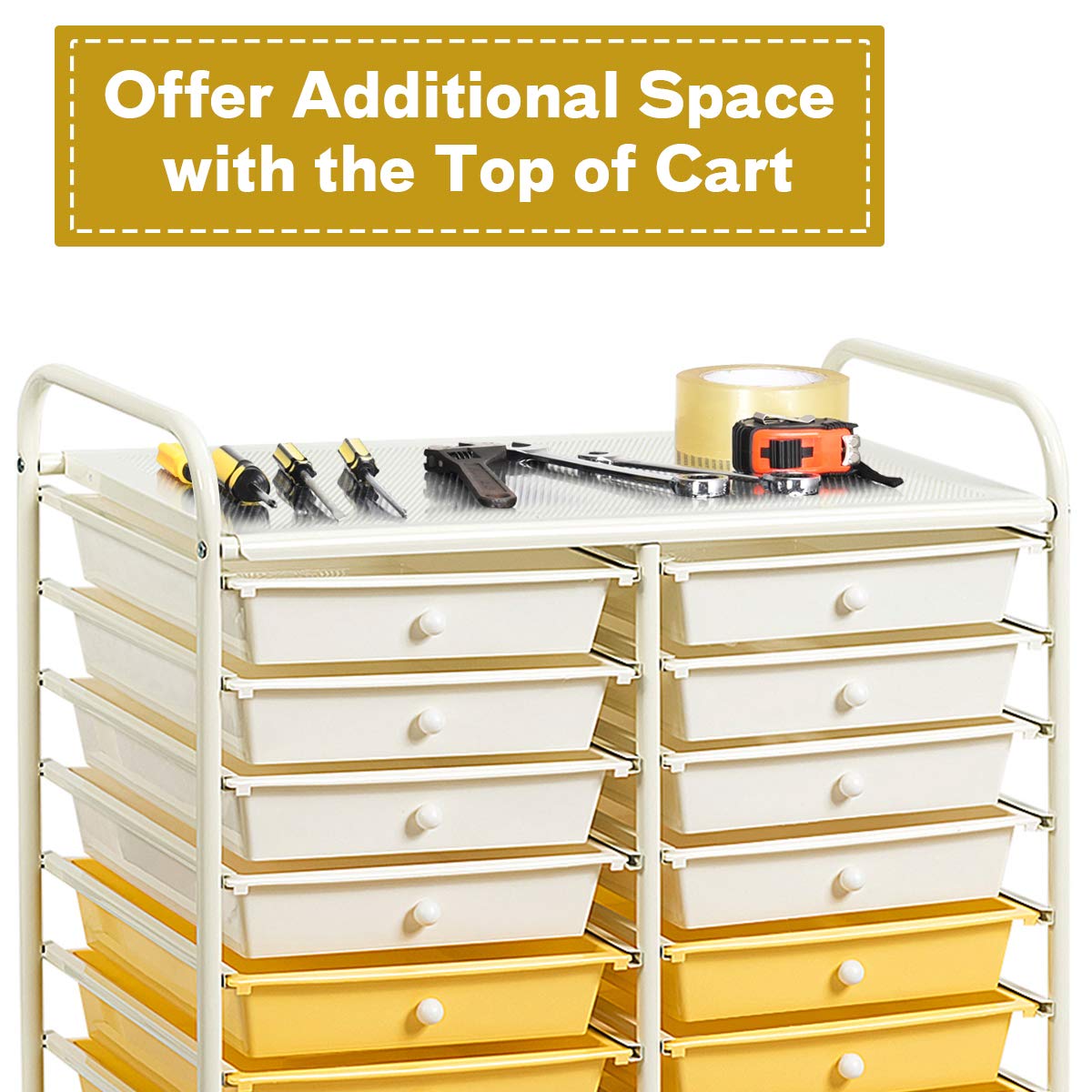 GiantexUK 20 Drawers Storage Trolley (Yellow)