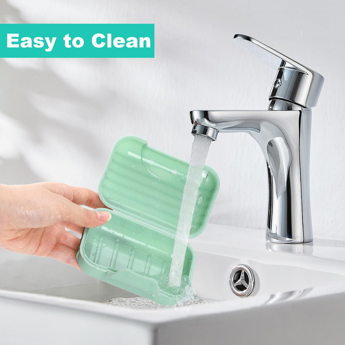Alyvisun 2Pcs Travel Soap Dishes with for Shower Travel Outdoor, Green + Grey