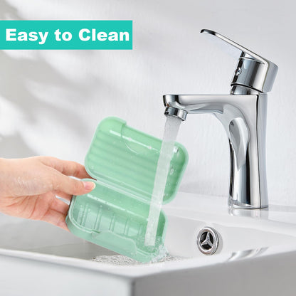 Alyvisun 2Pcs Travel Soap Dishes with for Shower Travel Outdoor, Green + Grey