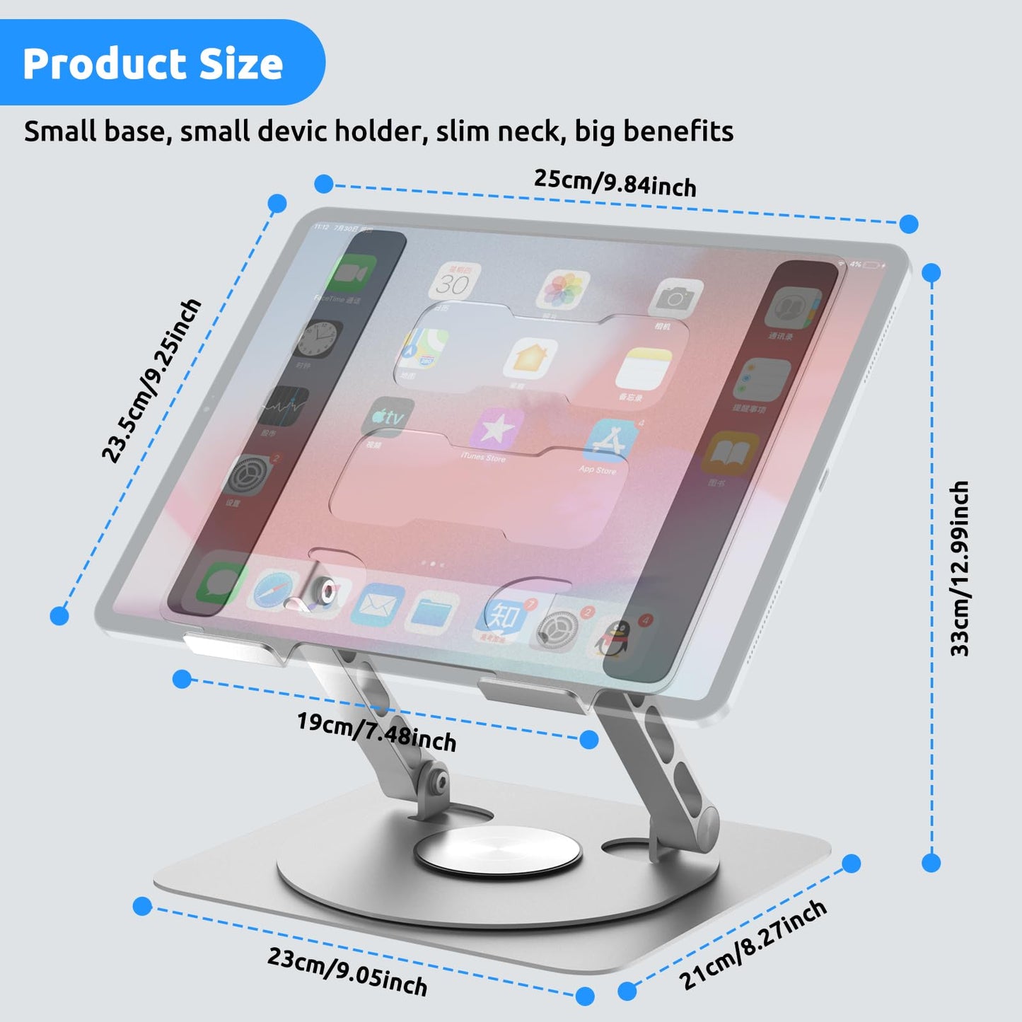 Laptop Stand for Desk with 360° Rotating Base,Ergonomic Foldable Notebook Holder,Height Adjustable & Muti-Angle Computer Riser