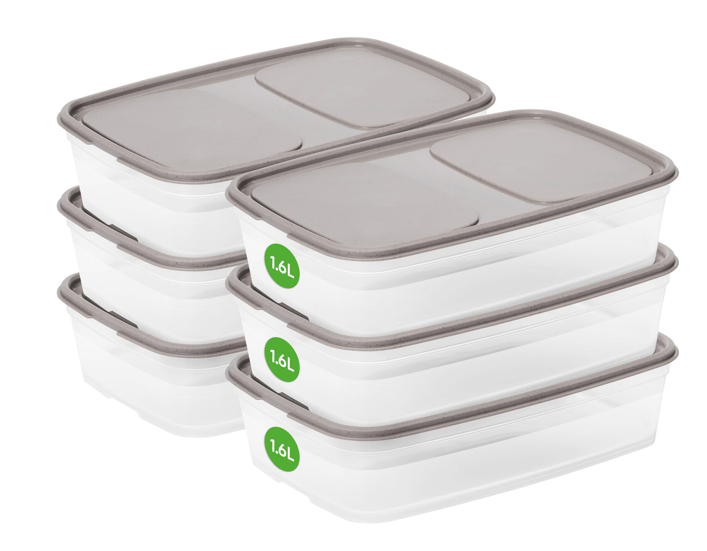 SmartStore Leakproof Food Storage Container 1,6L - Set of 6 | Dishwasher, Fridge, Microwave Safe | Lunch Box Meal Prep | Food Approved, BPA Free