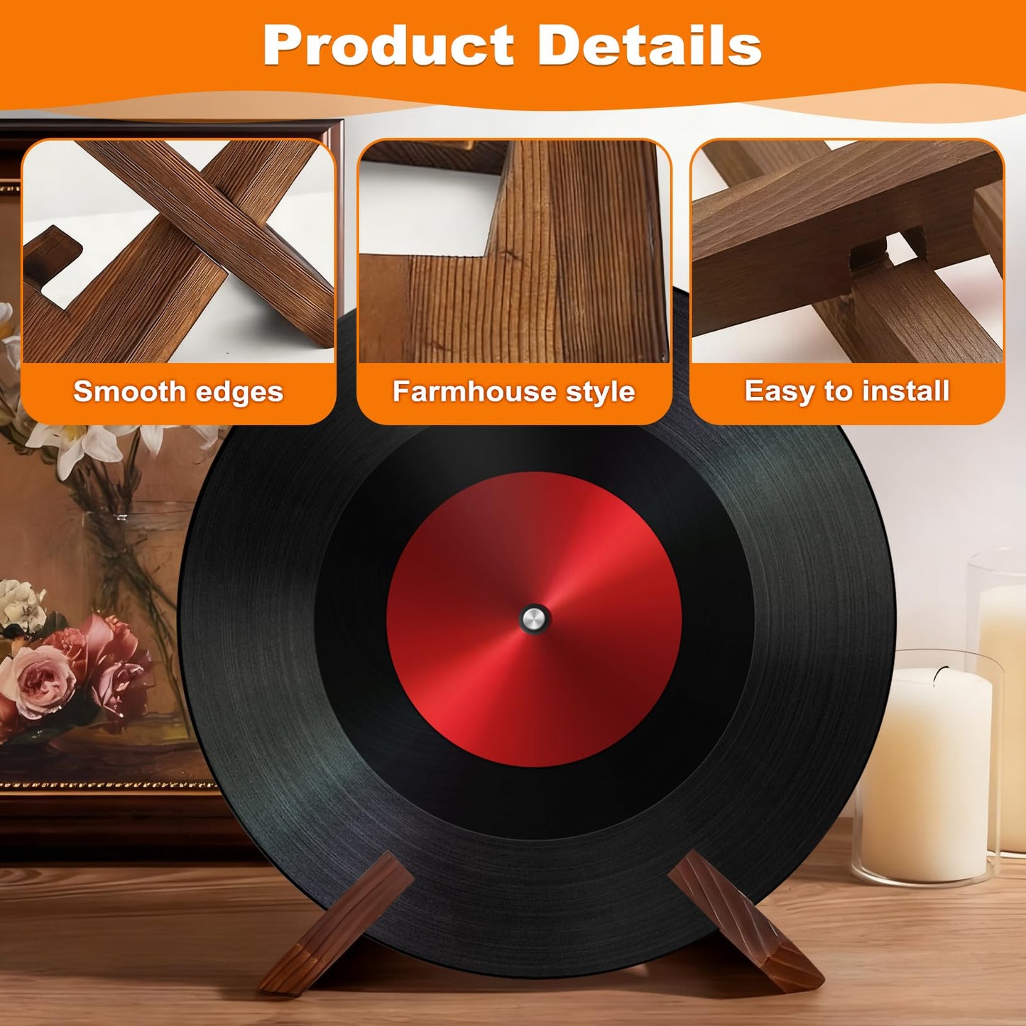 SMYJDMM Now Playing Vinyl Record Stand, Retro Now Spinning Record Stand, Vinyl Records Display Suitable for Magazines Textbooks Mobile Phones Tablets