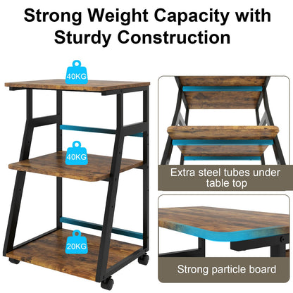 PUNCIA 50x40x75cm Printer Stand, 3 Tier Printer Table with Storage