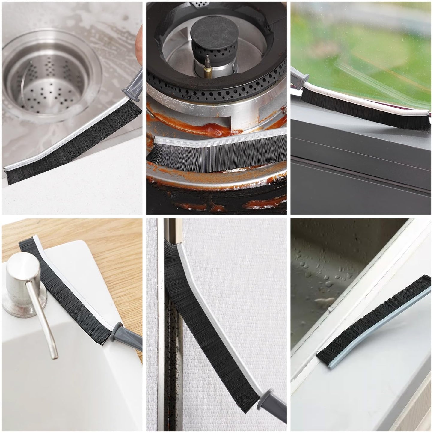 Slit Cleaning Brush 3 Pcs Gap Cleaning Brush Bathroom Tile Crevice Cleaning Brush for Kitchen, Stove, Washing Machine, Refrigerator, Window,Etc.