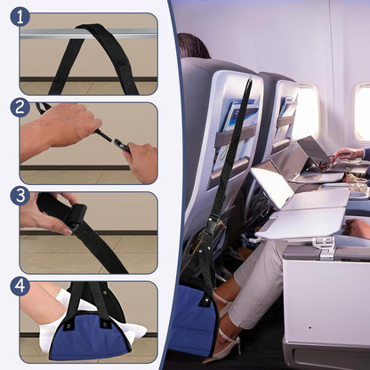Xynovate 2 PCS Airplane Footrest, Portable Adjustable Plane Leg Rest, Travel Foot Hommock with Memory Foam, Ergonomic Support for Long Flights