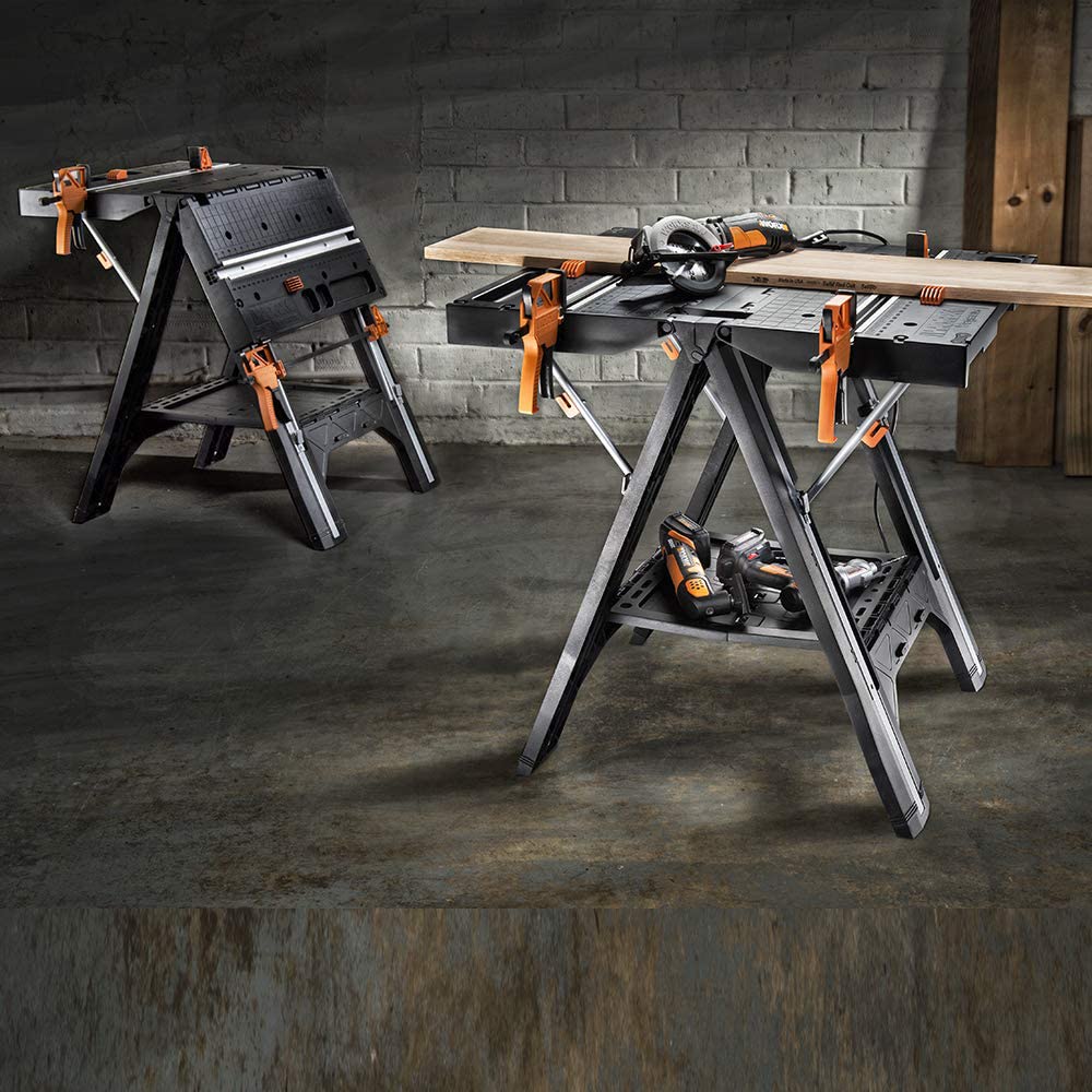 Worx WX051 Pegasus - Foldable Work Table (787 mm x 635 mm x 812 mm), Black