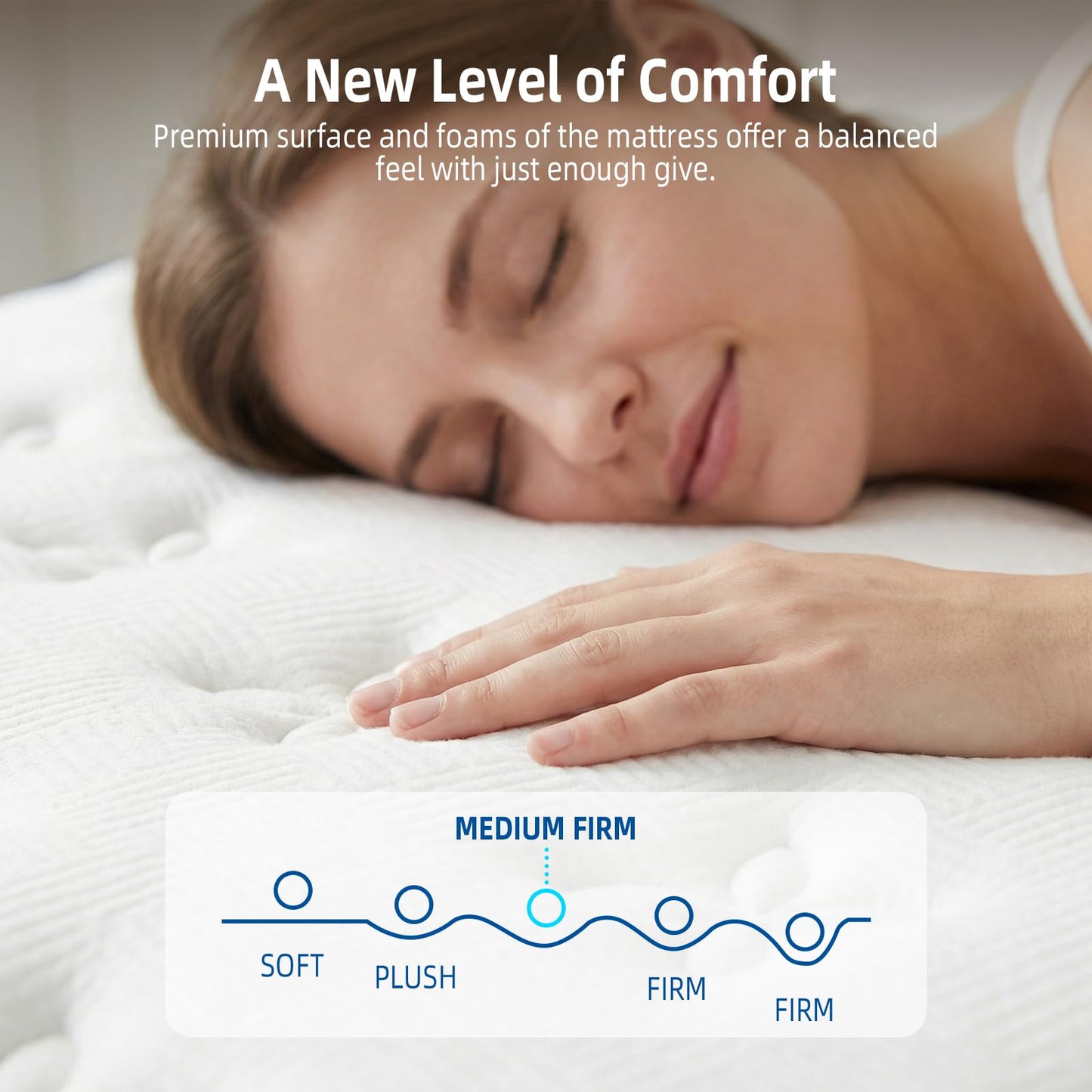 Lavfine Double Mattresses - 4FT6, Memory Foam Mattress with Pocket Springs Hybrid, Medium Support, Motion Isolation, Breathable Soft Fabric