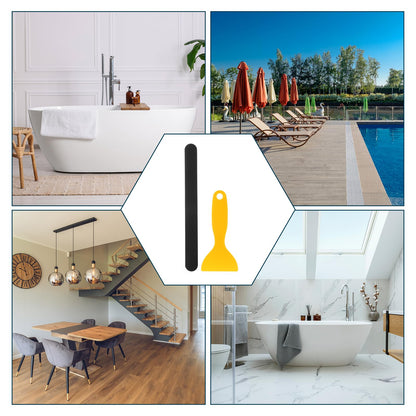 sourcing map 24pcs Non-Slip Bathtub Stickers, Anti Slip Shower Stickers Showers Treads Adhesive Decals with Scraper for Bath Tub Shower Stairs