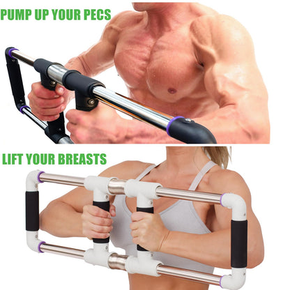 GoFitness Push Down Bar Machine - Chest Expander at Home Workout Equipment, Arm Exerciser - Portable Spring Resistance Exercise Gym Kit for Home,